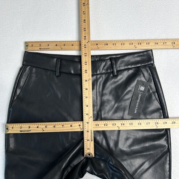 Bagatelle Women's Size M NWT Vegan Leather Cropped Flare Pants Black 81500 - Picture 7 of 8